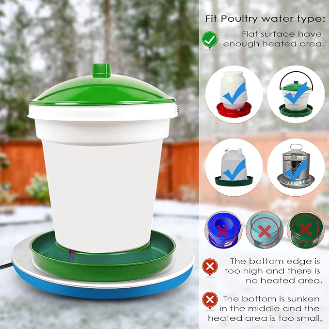FANFX Poultry Drinker Water Heater Base 120 Watts Chicken Water Heater Warmer for coop Winter