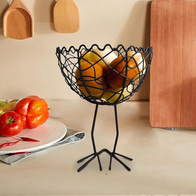 Iron Mesh Storage Basket, With Vintage Farmhouse Design, 15x15x21cm, Metal Wire Collecting Basket, Fruit And Bread Holder, E Rust-Resistant Material, For Fruit, Bread, Easter, Dining, Farmhouse