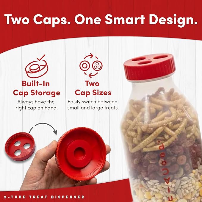 RentACoop Chicken Treat Dispenser – Multi-Treat Enrichment Toy and Boredom Buster for Chickens, Easy Top-Fill, Wall-Mounted Chicken Coop Accessory - Indoor/Outdoor