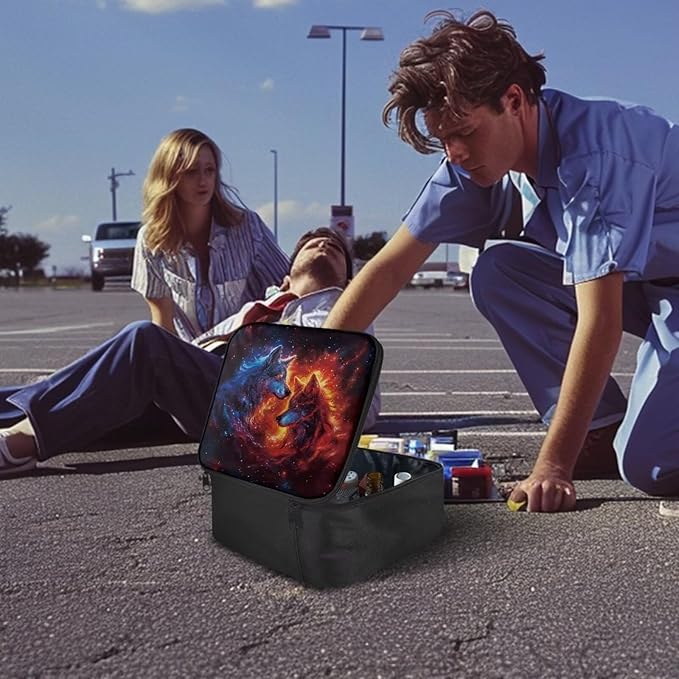 Rnyleeg First Aid Kits for Businesses Empty First Aid Bag Home Car Camping Hiking Adventure Medical Kits for Men Medium Travel Emergency Bag Wolf