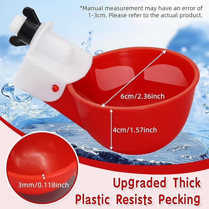 Chicken Waterer Cups,8 Packs Automatic Chicken Water Feeder Suitable for Chicks, Duck, Goose, Turkey and Bunny | Poultry Water Feeder Kit
