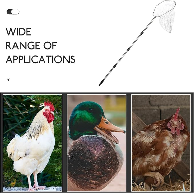 BESPORTBLE Farm Animal Catcher: Adjustable Chicken Catching Nets Portable Stainless Steel Net with Handles for Chicken Coop Poultry Farmers and Fishers