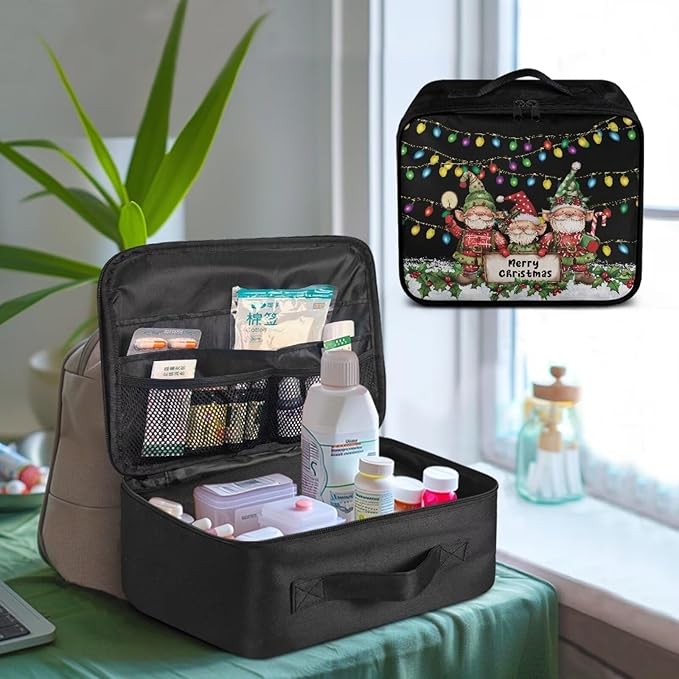 Rnyleeg Christmas First Aid Kit for Home Empty First Aid Bag Car Medical Kit Easy To Store Portable Emergency Medical Trauma Bag Cute Gnome