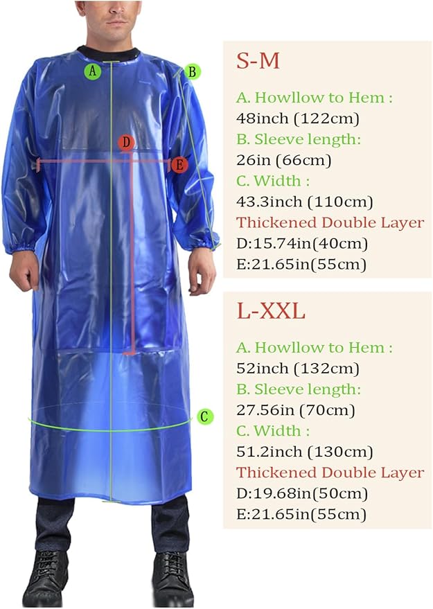 SUJAN Apron with Sleeves Splash Suit Waterproof Smock Chemical Resistant Safety Aprons Coverall