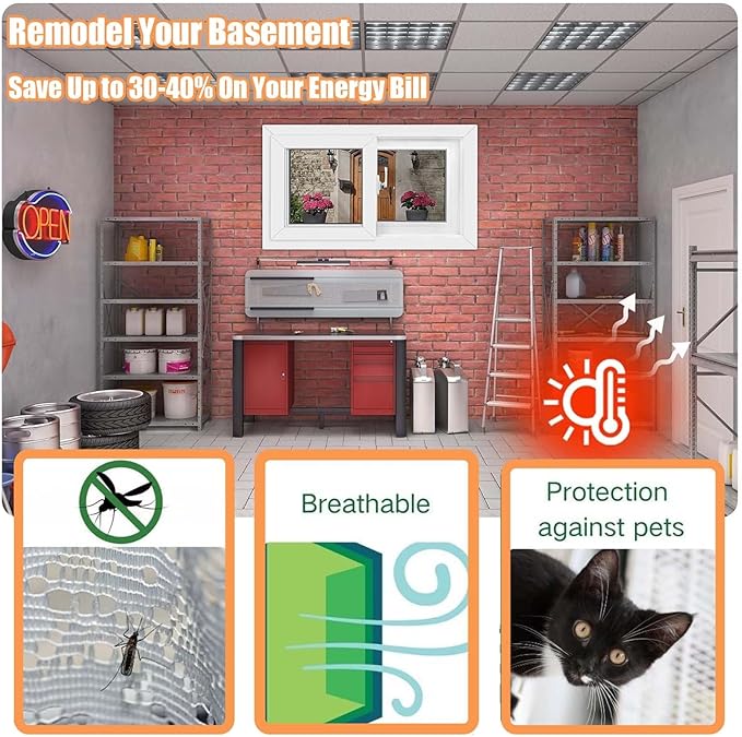 40x25in 36x16in 20x12in Window for Houses, Basement Replacement Windows Aluminum Sliding Window White/Black for Bathroom/Shed/Chicken Coop(White,36x14in)
