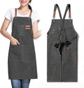 Unisex Aprons with Large Pockets,Cotton Canvas Cross Back Heavy Duty Adjustable Work Apron,Size Kids to Adult