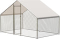 Large Metal Chicken Coop, Walk-in Poultry Cage, Chicken Run Pen House with Waterproof & Anti-Ultraviolet Cover Chicken Coop Run with Lockable Doors for Outdoor and Backyard 9.8 x 6.5X 6.5ft