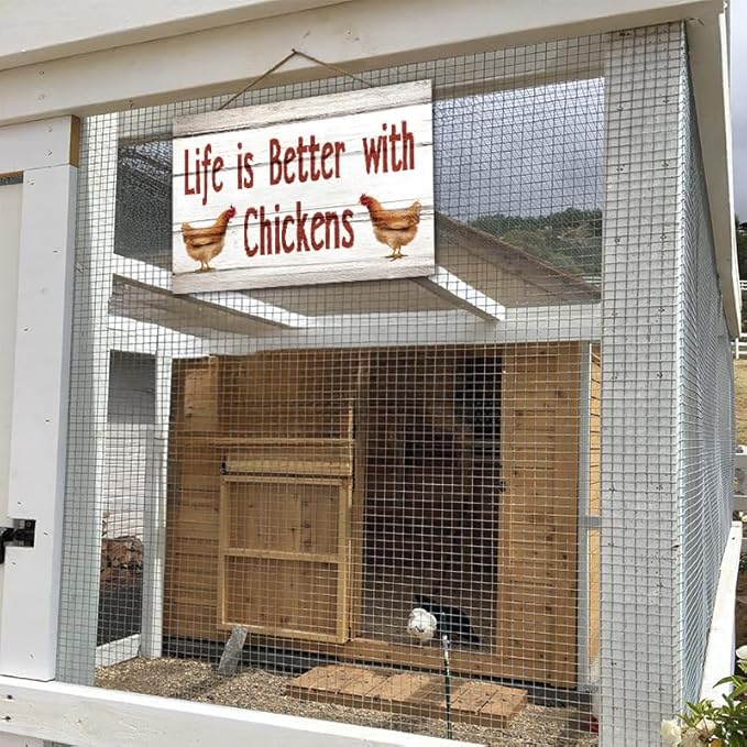 Vintage Metal Tin Sign Life is Better with Chickens Retro Wall Art Plaque Farm Chickens Door Accessories Hanging Decor for Bedroom Kitchen Garden Club Pub Coffee Decor, 8x12 Inches