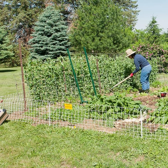 Premier 1 VersaNet® Plus, 20" H x 50'L Portable Electric Garden Net Fence with Built-in Posts | 2" x 2" Strand Spacing at Bottom to Keep Rabbits, Raccoons & Varmints Out of Gardens | White/Black
