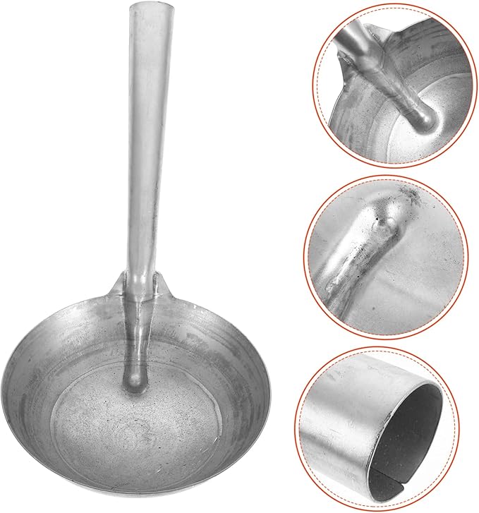 Yardwe Horse Feeding Scoop Ladle Iron Spoon Ergonomic Handle Farm Backyard Garden Tool Metal Scoop