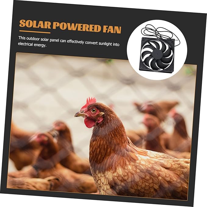 Totority 1set Solar Powered Fan for Chicken Coop and Small Ventilation for Greenhouses and Outdoor Spaces