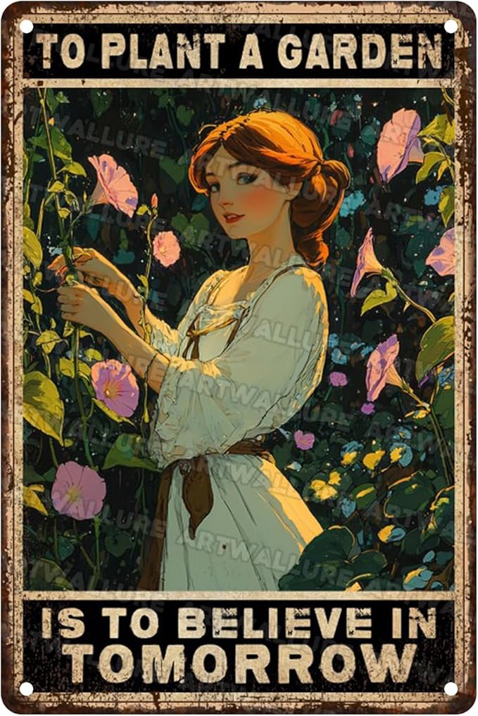 ARTWALLURE Vintage Garden Metal Sign Gardening Because Murder Is Wrong Retro Iron Painting Rustic Gardening Wall Decor for Woman and Plant Lover for Garden Shed Greenhouse 8x12inch