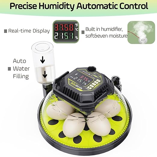 Egg Incubator with Automatic Egg Turning and Humidity Control,Egg Turner Auto Stop,Built in Day Counter,Egg Candler,Humidifier,18 Egg,Quail Parrot Chicken Duck Goose Hatch At Home