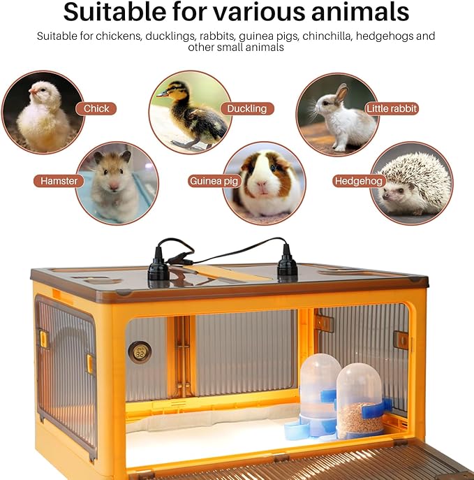 Chick Brooder Box for Chicks, Brooder Box with Feeder and Waterer, Brooder Heater Warms up to 20 Chicks, Poultry Breeding Box Suitable for Chick Duckling Parrot Lizard (Large)