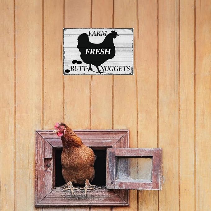 Funny Chicken Coop Signs Chicken Decor Tin Signs Chicken Signs for Home Farm Yard Garden Farmhouse Kitchen Decor (8 X 12) Inch