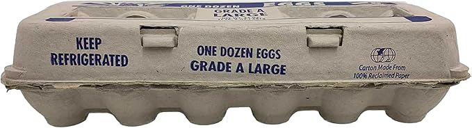 Stromberg's Grade A Large Printed Egg Cartons, Biodegradable and Eco-Friendly, Made From Recycled Materials, With Educational Prints for Safe Handling Instructions and Nutrition Facts, 250 Pack