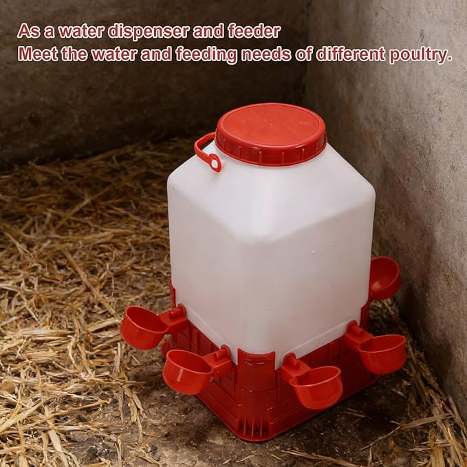 AYNEFY Chick Waterer, 10L Large Capacity Chicken Feeder Poultry Water Fountain Bucket Automatic Brooder Starter Kit Coop Accessories for Baby Chicks Ducks and Quail