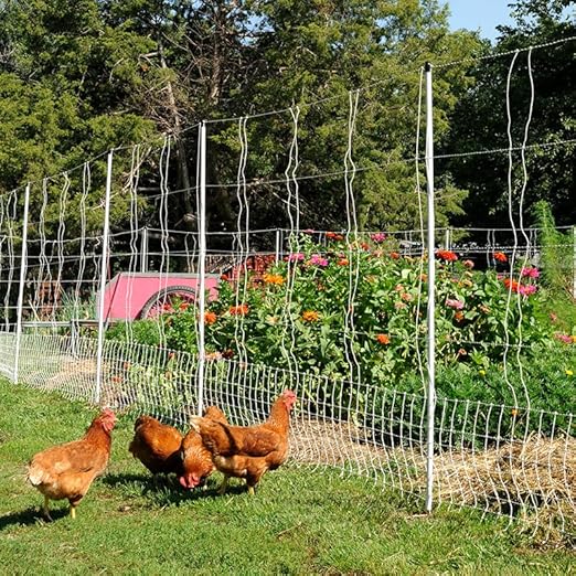 Premier 1 VersaNet® Plus, 60"H x 100'L Electric Garden Fence Starter Kit | 2" Strand Spacing at Bottom Keeps Varmints Out | Includes: Solar Energizer, FiberRod Support Posts and Tester | White/Black