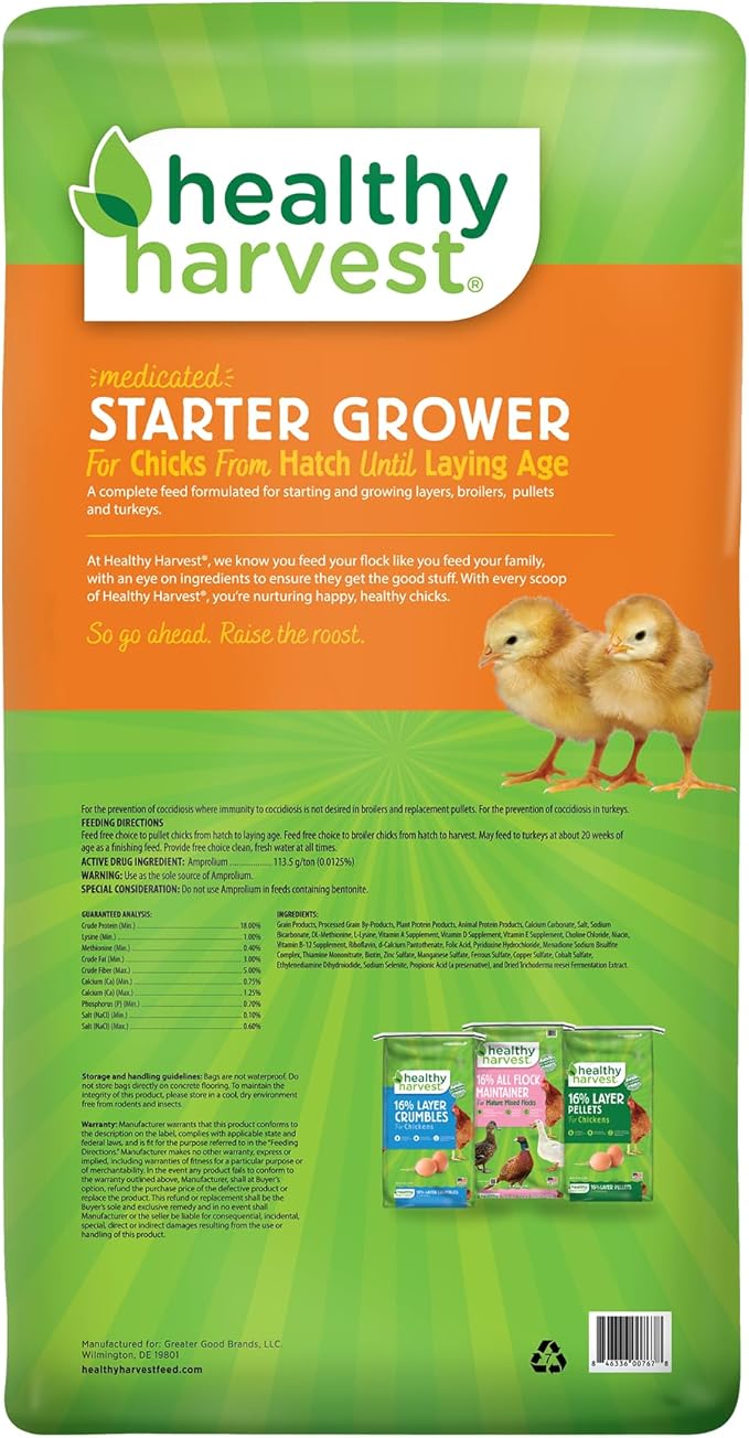 Healthy Harvest 18% Protein Medicated Chick Starter Crumble, 40 lb Bag