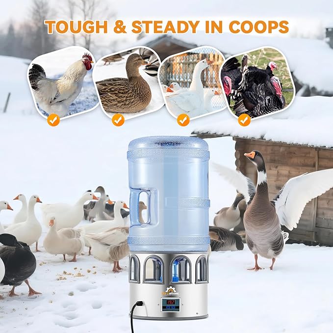Heated Chicken Waterer 5 Gallon, Heated Poultry Waterer, for Chicken Duck and Chicken Coop