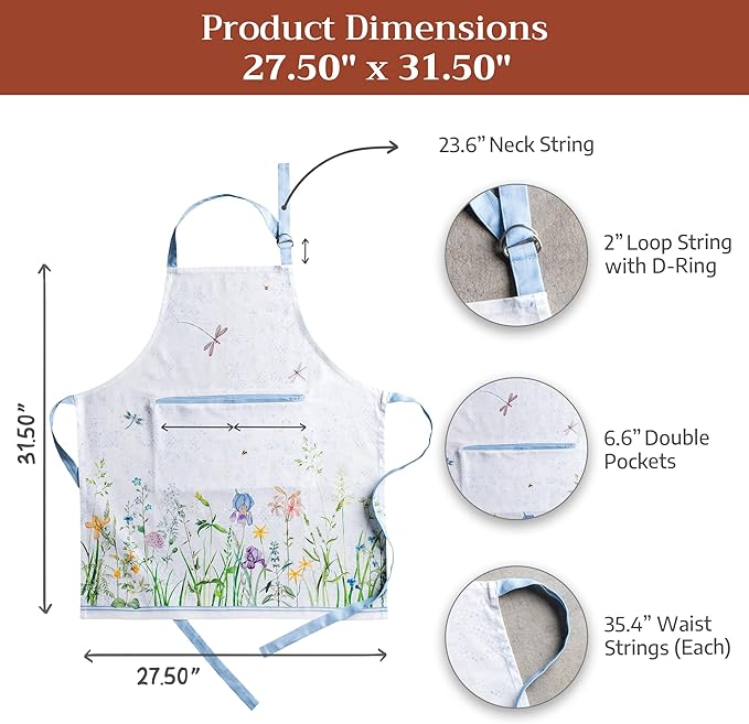 Maison d' Hermine 100% Cotton Apron for women with Pocket Kitchen Chef Apron for Men Cooking Easter Decorations