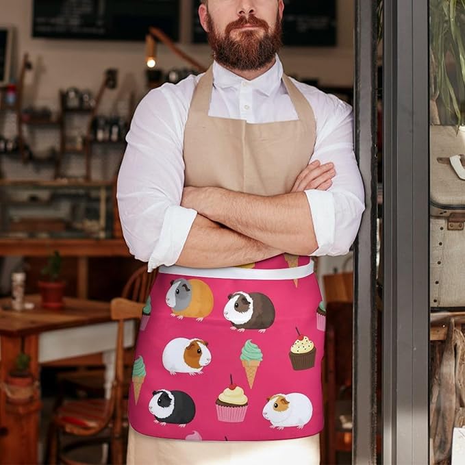 Half Apron with 3 Pockets Chef Cooking Kitchen Restaurant Aprons for Women Men