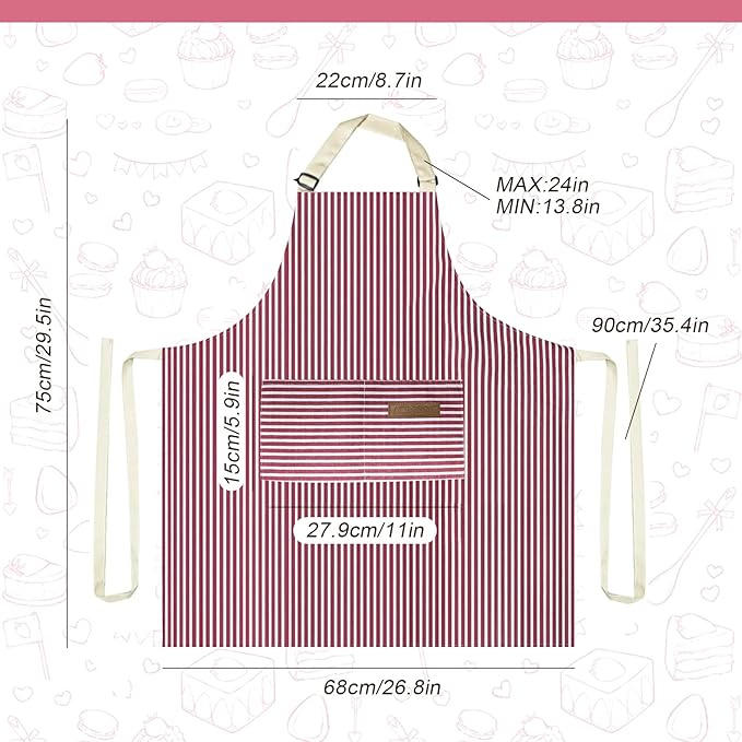 ATROPOS 2 Pieces Aprons for Women with Pockets, Aprons for Men, Womens Kitchen Apron, Cooking Apron Adjustable Bib Chef Apron(Unisex)