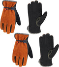HLDD HANDLANDY 2 Pairs Leather Work Gloves for Men & Women, Reinforced Durable Palm for Welding, Farm, Gardening, Driving