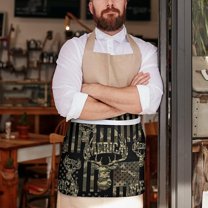 Server Apron with 3 Pockets Waist Waiter Waitress Half Apron Short Aprons