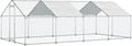 Large Metal Chicken Run, Chicken Coop with Lockable Door Spire Shape Walk-in Chicken Hen House with Waterproof & Anti-UV Cover for Duck Rabbit Habitat Cage Outdoor Poultry Cage for Yard Farm