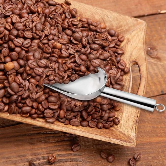 Stainless Steel Ice Scoop Metal Scoop for Candy Pet Food Flour Coffee Beans Sugar Kitchen Ice Scooper for Ice Maker Dishwasher Safe Small Food Scoops for Bar Party Wedding Utility Scoops (Silver)