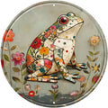 Frog Round Metal Tin Sign Wreath Farm Flowers Rustic Vintage Wall Art Decor for Farmhouse Home Garden Backyard Patio 8x8inch