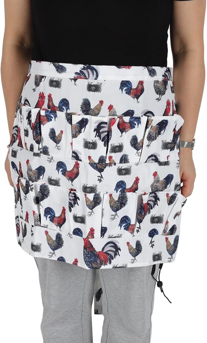 Eggs Collecting Apron for Chicken Hens Duck Goose, Adult Style L with 12 Pockets, Hands Free Egg Gathering Apron for Farm Kitchen Use, Strong Cloth Material for Safe Egg Storage (Type 4)