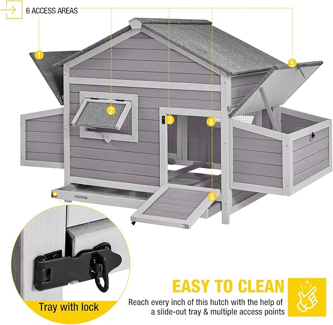 Aivituvin Chicken Coop Extension Design Chicken House for Duck Quail Poultry Hen Cage with Run and Two Nest Boxes(Coop)