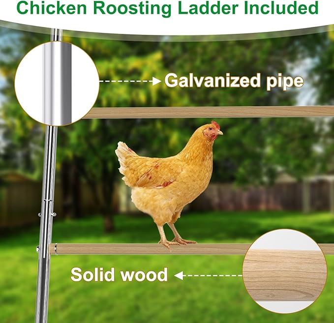 Amopatio Metal Large Chicken Coop 13x10x6FT Walk in Chickens Runs with Chicken Roosting Perch, Outdoor Chicken Pen with Security Lock and Split Door for Farm, Yard, Backyard