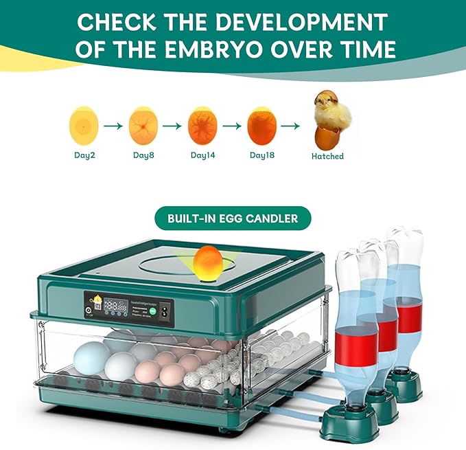 Automatic Egg Incubator 12-38 Eggs Automatic Poultry Intelligent Incubator for Hatching Eggs,with Automatic Turner, Egg Candler&Temperature Control,for Hatching Chicken Quail Bird Duck Eggs (38 EGGS)