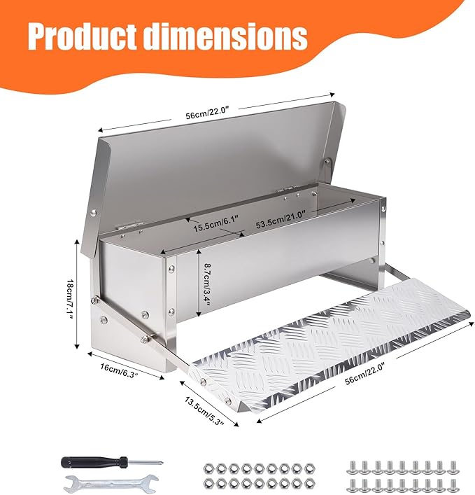 Chicken Feeder Rat Proof Automatic Treadle Feeder No Waste,Stainless Steel Outdoor Chicken Food Dispesner for Polutry and Duck Bantams Pheasants,with Weatherproof Lid