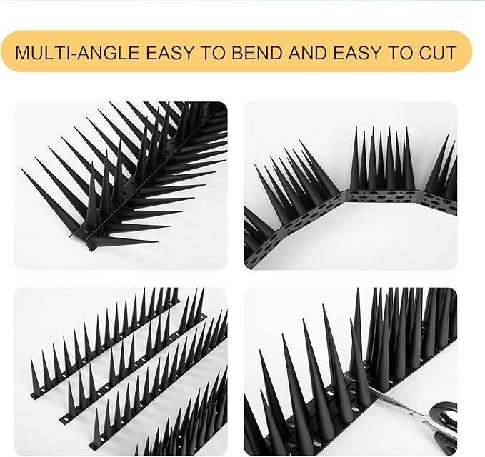 OFFO Bird Spikes Pigeon Outdoor Spikes for Cat Keep Birds Raccoon Woodpecker Away Covers 60 Feet(18.3m), Black