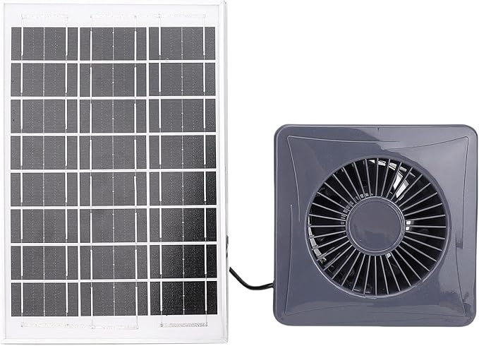 Solar Powered 4 Inch Exhaust Fan with 6W Monocrystalline Silicon Solar Panel for Chicken Coop Greenhouse Shed Pet House, Easy Installation