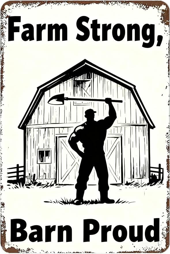 Vintage Metal Sign Farm Strong, Barn Proud. Tin Sign Decor Retro Wall Decor For Home Coffee Bar Funny Aluminum Sign 16x12 inch