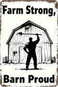 Vintage Metal Sign Farm Strong, Barn Proud. Tin Sign Decor Retro Wall Decor For Home Coffee Bar Funny Aluminum Sign 16x12 inch