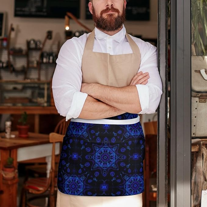 Unisex Apron for Cooking Server Waitress Half Waist Apron with 3 Pockets