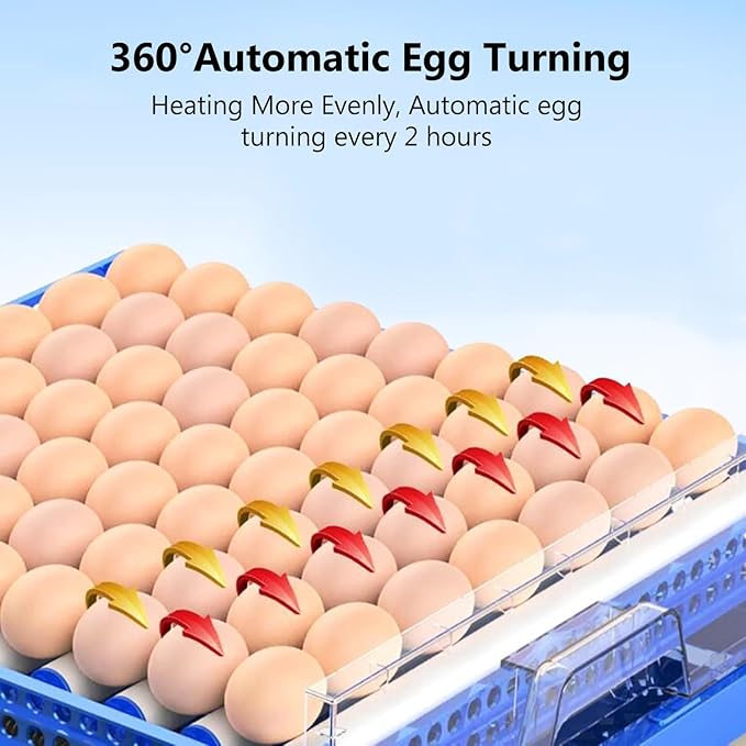 Automatic Eggs Incubator, Large Incubators for Hatching Eggs with Automatic Egg Turning & Temperature Control, Poultry Hatcher Machine for Chicken Duck Goose Quail Bird (192 Eggs)