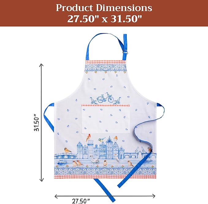 Maison d' Hermine 100% Cotton Apron for women with Pocket Kitchen Chef Apron for Men Cooking Easter Decorations