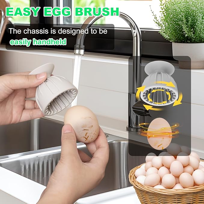 Fresh Egg Brush, Egg Cleaning Brush Silicone, Egg Washer for Fresh Eggs,Cleaning Tools for Egg Washer (Grey), 2.32
