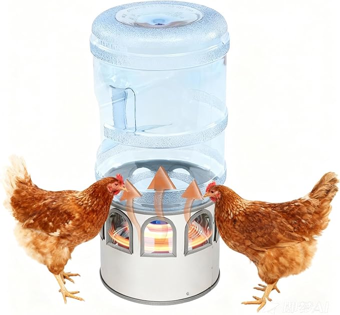 Chicken Water Heater 5 Gallon, Heated Water Bowl for Chickens, 110V Thermostatic Control Heating Pet Water Bowl w/Bucket, Heated Chicken Waterer, Chicken Coop Accessories in Winter