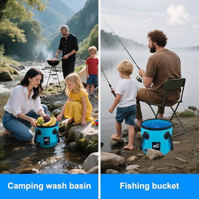 Car Wash Bucket with Drain Valve, 5 Gallon Collapsible Bucket for Cleaning, Portable Ice Buckets Laundry Wash Basin for Fishing Beach Gardening Soaking Feet RV Essentials Outdoor Camping Supplies