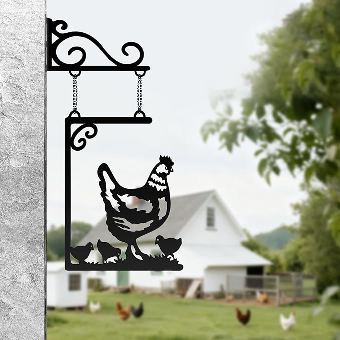 YATEASLU Chicken Decor for Kitchen Wall - Metal Hen and Chicks Hanging Art, Rustproof Outdoor/Indoor Wall Hanging Decor for Farmhouse, Garden, Porch,Chicken Decorations Gifts