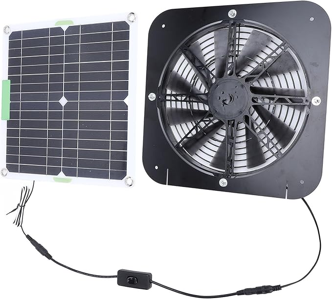 GOTOTOP 100W Solar Exhaust Fan, ABS Material, Efficient Solar Ventilation Fan for Greenhouse Chicken Coop RV Pet House, 13.5 Inch 18V
