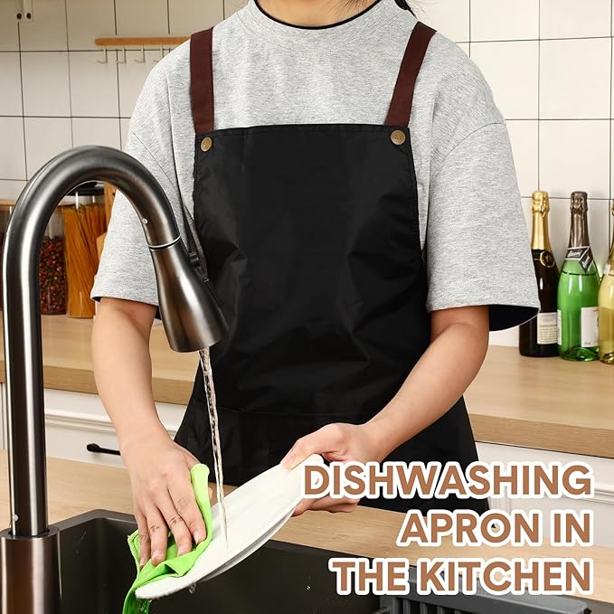 20 Pack Waterproof PVC Aprons Black Heavy Duty Apron with Adjustable Neck Strap Kitchen Apron for Cooking, Dishwashing, Salon, Butcher, Lab, Painting, Ideal Gift for Chef